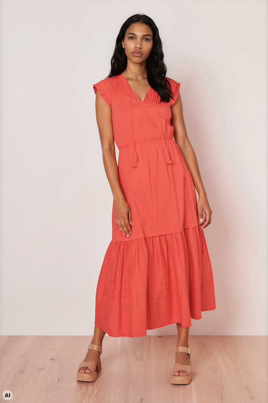 Airy dress with cap sleeve