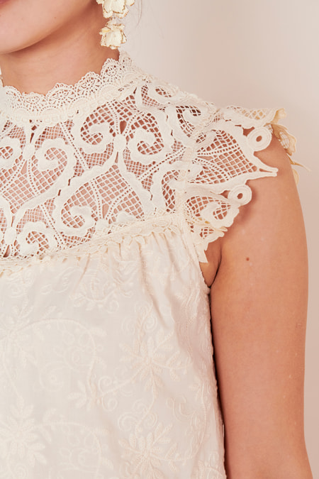 Mini dress lace embroidery