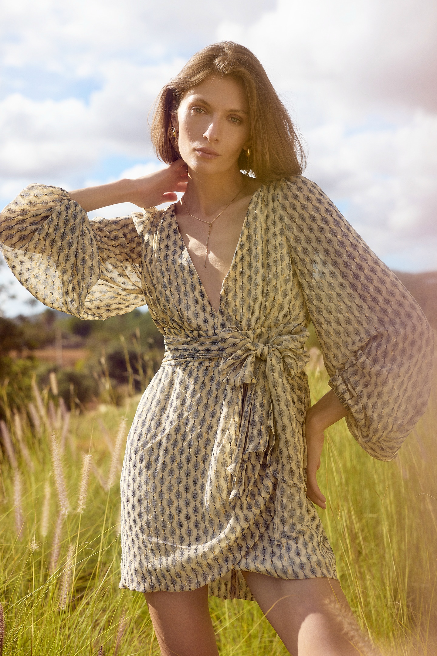 Mini dress with vintage print
