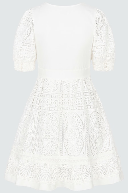 CLAIRE LUISE® Mini dress with hole details in ecru