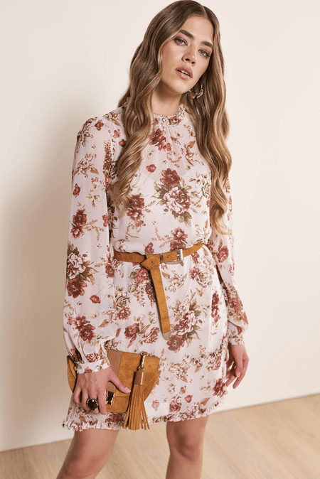 Hochgeschlossenes Blumenkleid