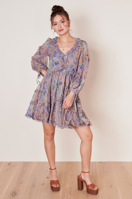 Paisley dress with frills